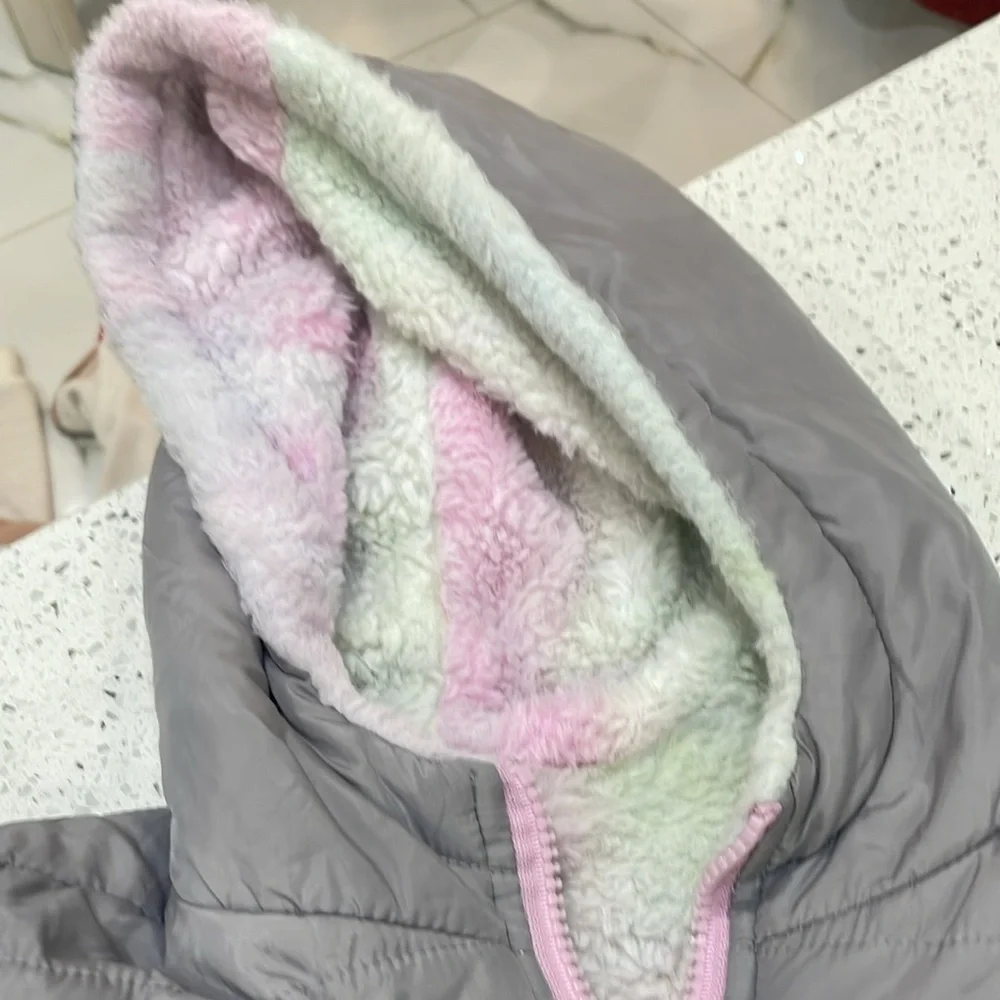 SO Gray and Pink Reversible Puffer Jacket with Quilted size 10/12